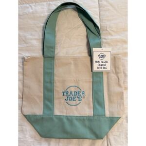 NWT LIMITED RELEASE Trader Joe's Pastel‎ Green Mini Canvas Tote Bag